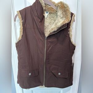 GAP Brown Reversible Vest with Faux Fur